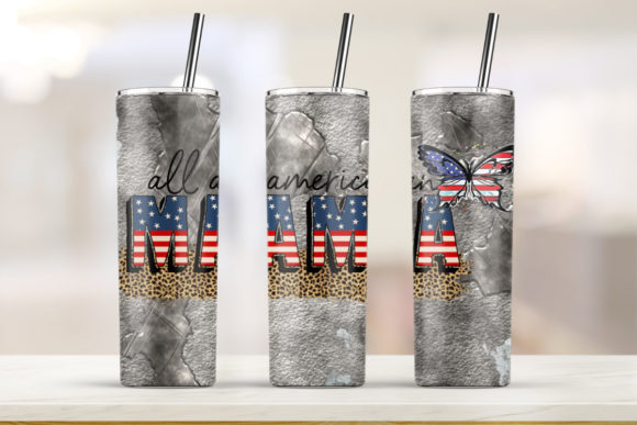 20oz Skinny All American Mama Tumbler Graphics and Print Templates