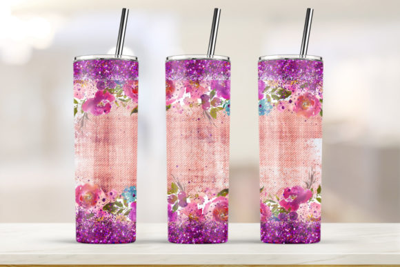 20oz Skinny Tumbler Flower Wood