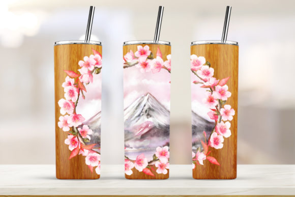 20oz Skinny Tumbler Sakura Wood Graphics