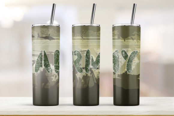 20oz Skinny Tumbler Sublimation Army: Graphics & Print Templates