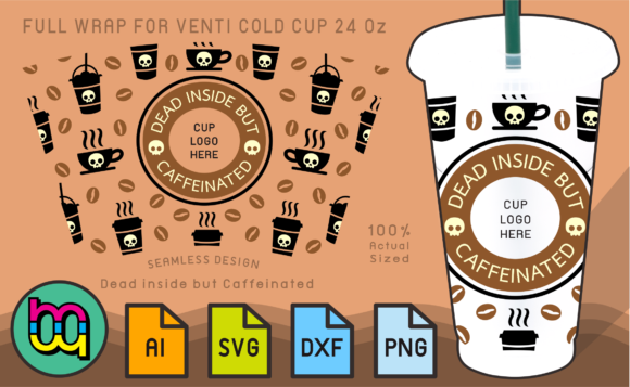24oz Cold Cup Wrap Graphics for Print Templates