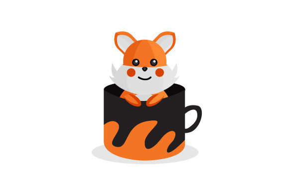 Cute Animal Fox Character Inside Cup Graphics
