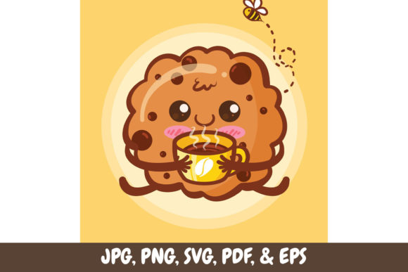 Cute Cookies Holding a Coffee Cup Graphics