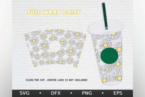 Daisy Pattern, Venti Cold Cup 24 Oz Graphics