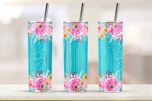 Flowers Wood 20oz Skinny Tumbler Graphics