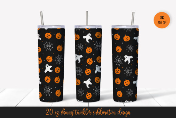 Halloween Pumpkins and Ghosts Tumbler Graphics