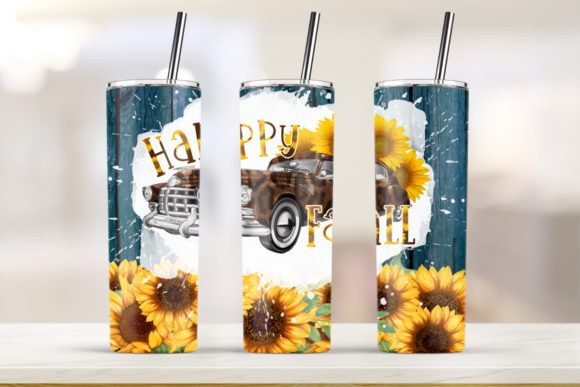 Happy Fall Sunflower 20oz Skinny Tumbler: Graphics & Print Templates