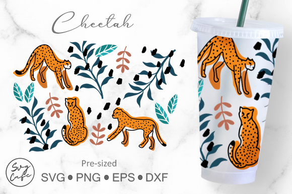 No Hole 24oz Venti Cold Cup Cheetah Graphics
