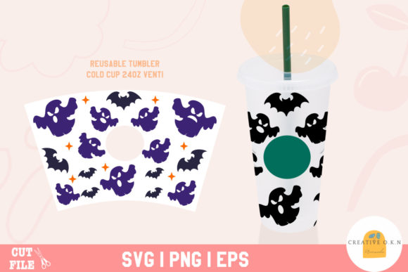Seamless Full Wrap Ghost Halloween Svg for Crafts and Graphics