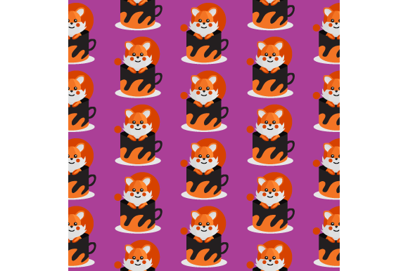 Seamless Pattern Inside Cup Animal Fox Graphics