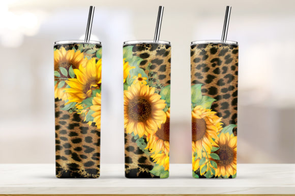 Sunflower Leopard Tumbler 20oz Skinny