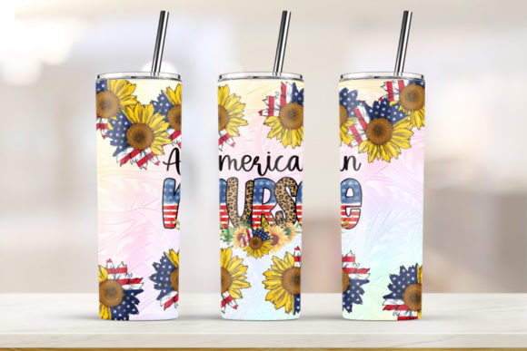 Sunflower Nurse America Tumbler Skinny: Graphics & Print Templates