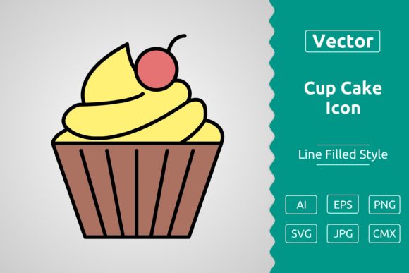 Vector Cup Cake Filled Outline Icon