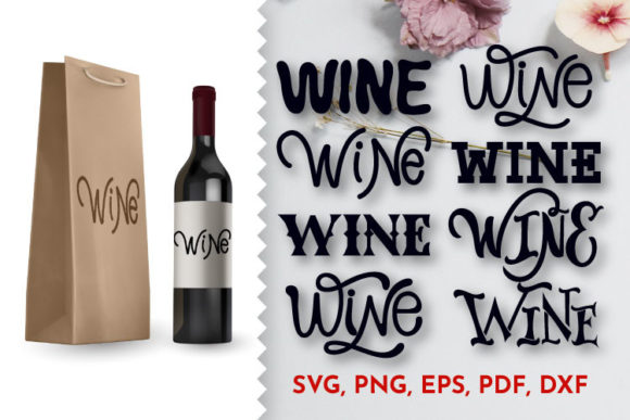 Wine Bottle Label Design Lettering. SVG, Graphics